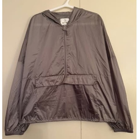 Aerie Offline Gray Lightweight Hooded Anorak Jacket Pullover Pocket M Medium - Picture 2 of 7